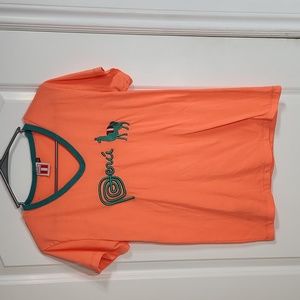 Peru Neon Orange & Green XLARGE Vneck Graphic Short Sleeve Tee Shirt